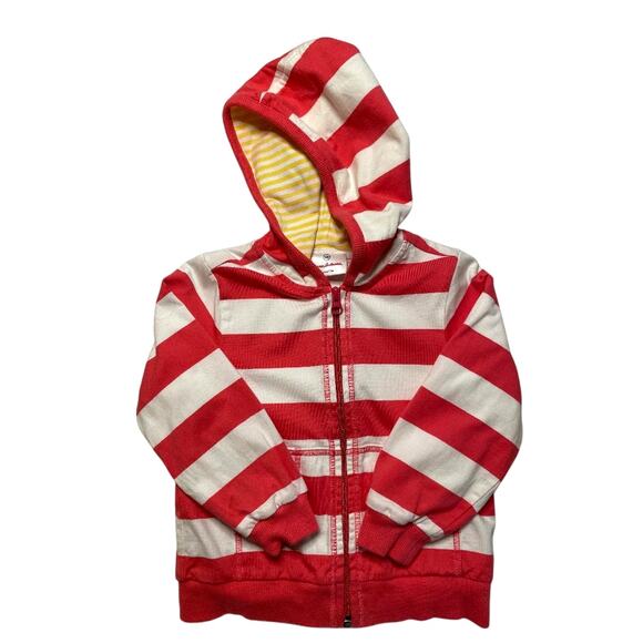 Hanna Andersson Sweatshirt Hoodie Jacket in Coral/Pink & White Size 4 100 - Picture 2 of 7